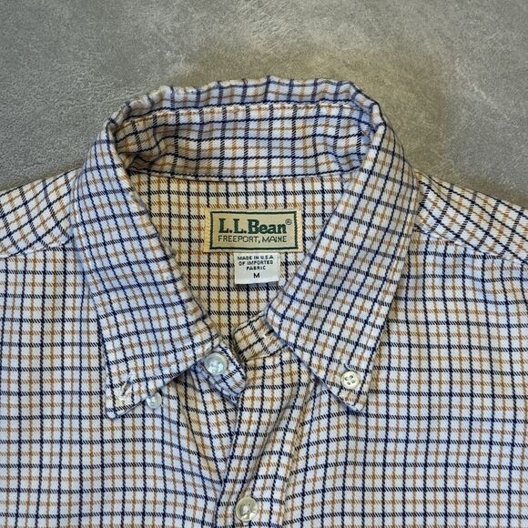 Vtg L.L. Bean Long Sleeve Button Up Shirt Mens Medium Freeport Maine USA - Picture 1 of 6